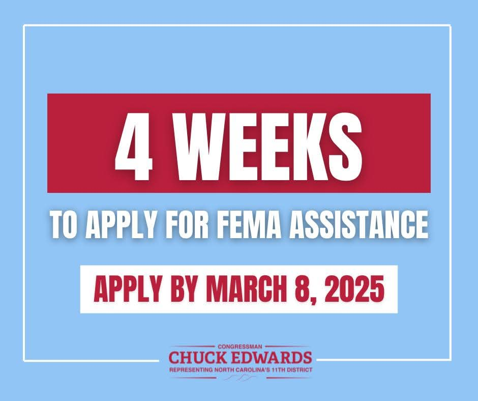 FOUR WEEKS LEFT TO APPLY FOR FEMA ASSISTANCE