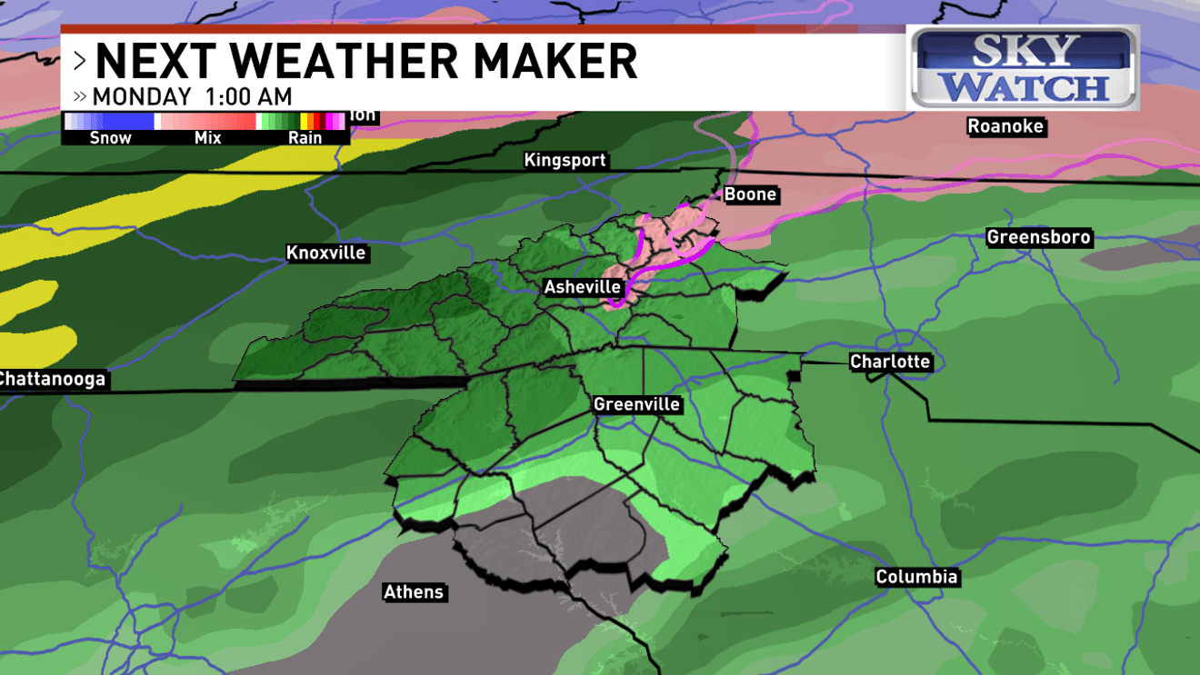 WINTER WEATHER TO BRING RAIN POSSIBLE FREEZING RAIN TO WNC STARTING JAN 5